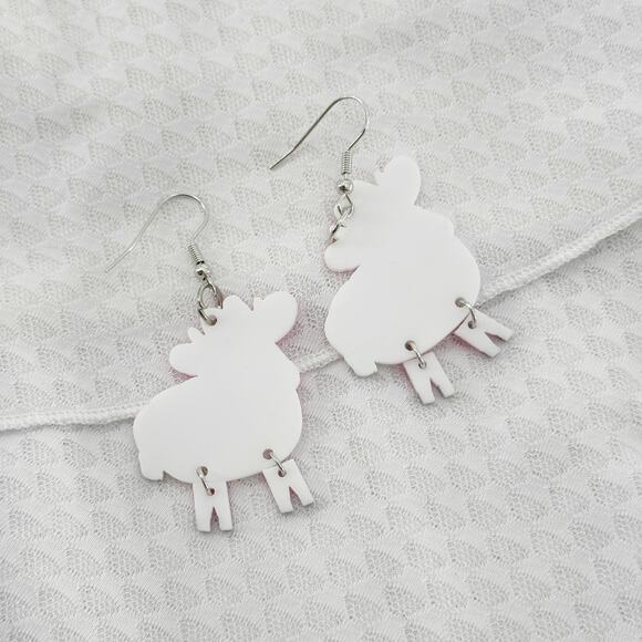 Cowboy Cow Earrings, Pink Cow Earrings, Farm Earrings, Homestead, Farmer Gift - Picture 2 of 4